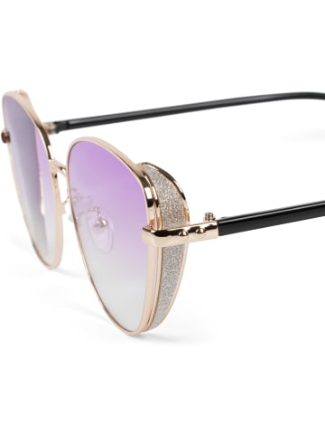 styleBREAKER Cateye Sonnenbrille in Gold / Lila getönt