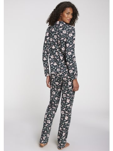 s.Oliver Pyjamahose in dunkelgrün-rosa-geblümt
