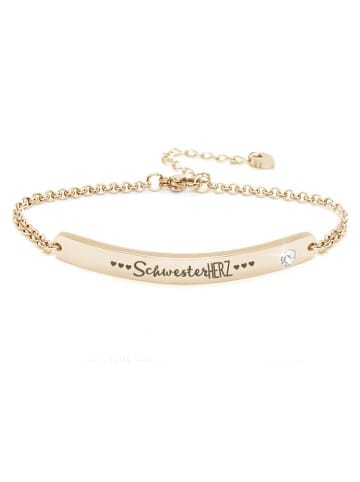 Silvity Gravur-Armband "Schwesterherz" mit Kristall Stein in Gold