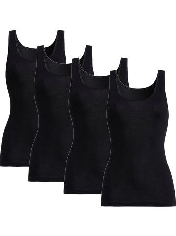 Con-ta Baumwolle, Feinripp Unterhemd 4er-Pack in schwarz