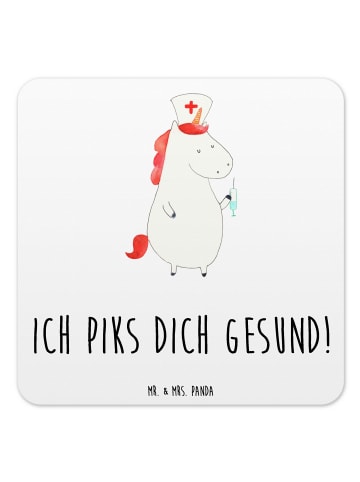 Mr. & Mrs. Panda Gläseruntersetzer Einhorn Krankenschwester mit ... in Weiß