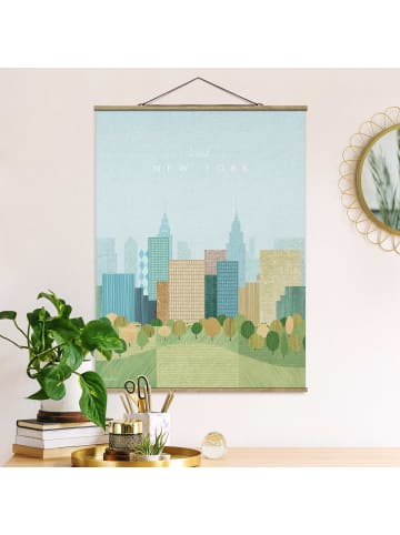 WALLART Stoffbild mit Posterleisten - Reiseposter - New York Autumn in Blau