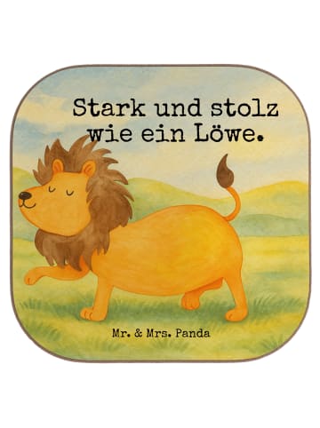 Mr. & Mrs. Panda Bierdeckel Sternzeichen Löwe Design mit Spruch in Weiß