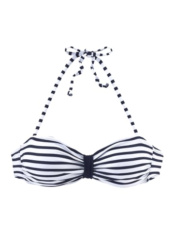 Venice Beach Bandeau-Bikini-Top in weiß-marine-gestreift