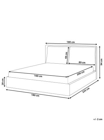 Beliani Wasserbett BAJONNA in Braun/Schwarz - (W) 180 x (H) 94 x (L) 235 cm