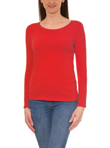 Alkato Alkato Damen Langarm Shirt mit O-Ausschnitt in rot