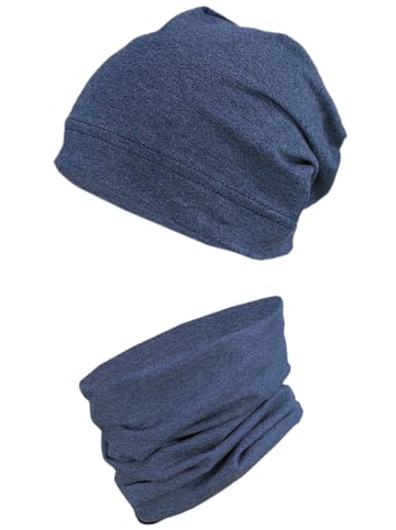 TupTam Jungen Beanie Mütze und Schlauchschal 2er Set in denim