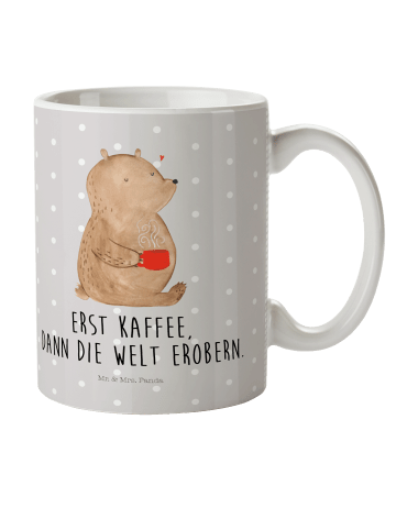 Mr. & Mrs. Panda Camping Tasse Bär Kaffee mit Spruch in Grau Pastell