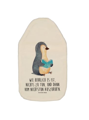 Mr. & Mrs. Panda Wärmflasche mit Bezug Pinguin Buch mit Spruch in Weiß