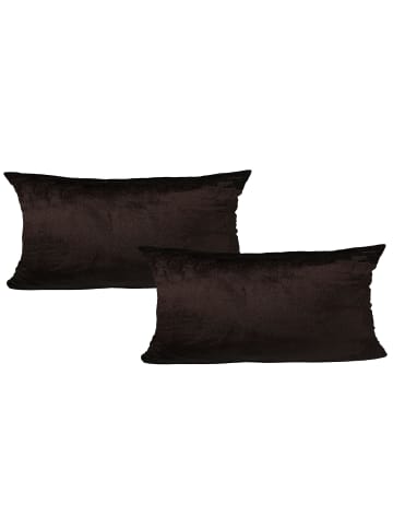 JACK 2er Set Teddy Flausch Kissenhülle Kissenbezug in Braun