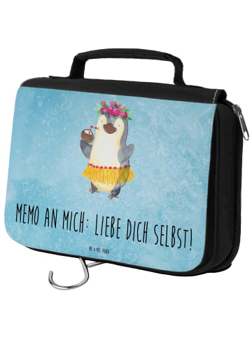 Mr. & Mrs. Panda Kulturbeutel Pinguin Kokosnuss mit Spruch in Eisblau