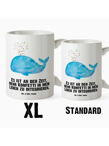 Mr. & Mrs. Panda Riesenkaffeetasse Wal Konfetti mit Spruch in Weiß