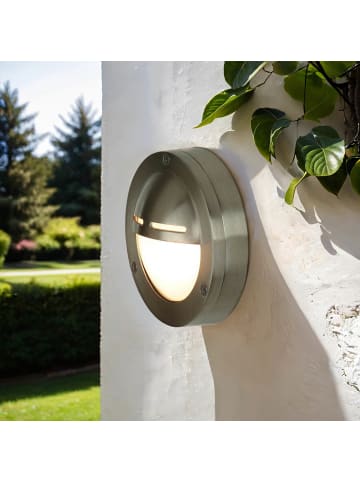 Licht-Erlebnisse Außen Wandlampe Ø 14 x (H)14 cm in Nickel matt