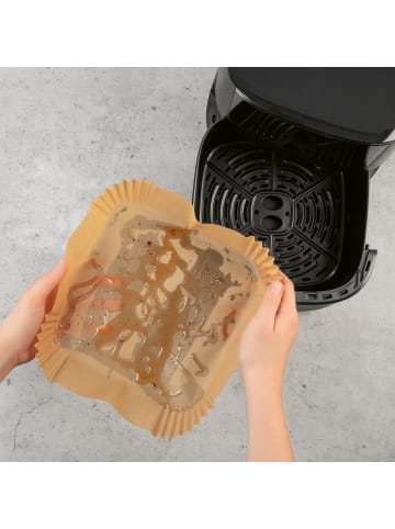 Kochwerk Backpapier-Schalen für Heißluft-Fritteusen 100er-Set 16x16x4,5cm braun Braun