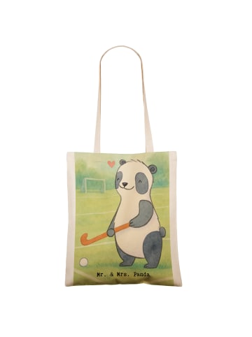 Mr. & Mrs. Panda Tasche Panda Hockey spielen Design ohne Spruch in Weiß