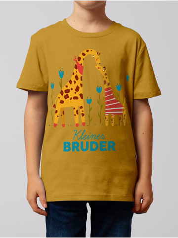 wat? Apparel T-Shirt Giraffe Kleiner Bruder in Ocker