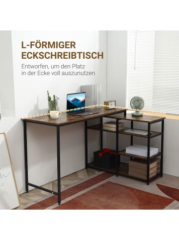 HOMCOM Schreibtisch in Rustikales Braun & Schwarz 135L x 90B x 79H cm