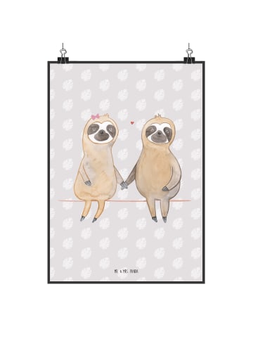 Mr. & Mrs. Panda Bild Faultier Pärchen ohne Spruch in Grau Pastell