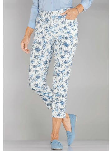GOLDNER Kurzgröße:  Druckhose mit ausgefallenem Blumenmuster in blau / grau / gemustert