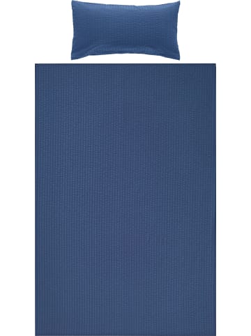 Erwin Müller Seersucker Bettwäsche mit Hotelverschluss Rosenheim in dunkelblau