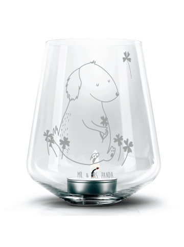 Mr. & Mrs. Panda Teelichthalter Hund Kleeblatt ohne Spruch in Transparent
