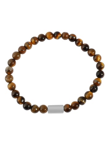 Adeliás Herren Armband – Kugelarmband aus Edelstahl mit Tigerauge 21 cm in braun