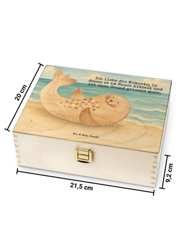 Mr. & Mrs. Panda Holz Teebox Robbe Liegen Design mit Spruch in Weiß