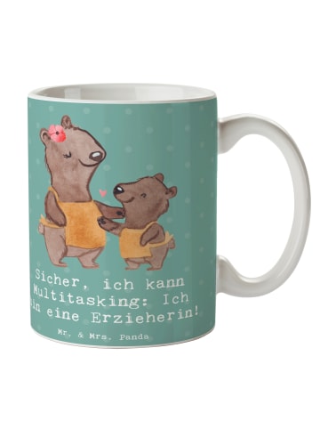 Mr. & Mrs. Panda Tasse Erzieherin Multitasking mit Spruch in Meeresbrise