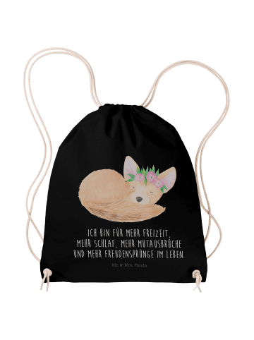 Mr. & Mrs. Panda Jutebeutel Wüstenfuchs Blumen mit Spruch in Schwarz