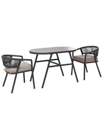 Beliani 3-tlg Bistro Set MUROS in Grau/Beige