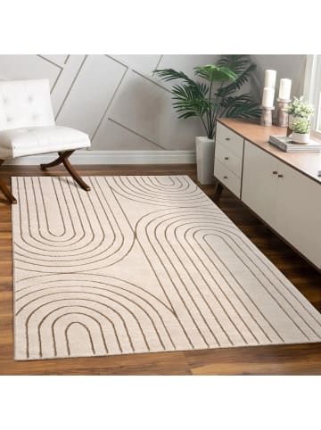KADIMA DESIGN Teppich Kurzflor Abstrakt Wohnzimmer in Creme