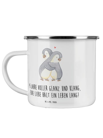 Mr. & Mrs. Panda Emaille Tasse 45. Hochzeitstag Messinghochzeit ... in Weiß