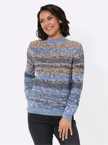 WITT WEIDEN Langarm-Pullover in jeansblau-braun-meliert