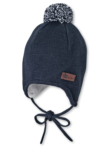 Sterntaler Strickmütze Bommelmix in marineblau