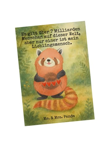 Mr. & Mrs. Panda Postkarte Roter Panda Design mit Spruch in Weiß