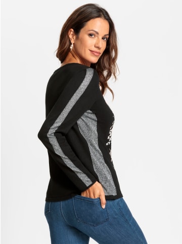 WITT WEIDEN Pullover in schwarz-sand-bedruckt