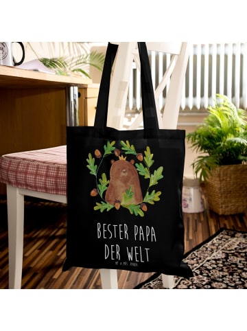 Mr. & Mrs. Panda Schultertasche Bär König mit Spruch in Schwarz