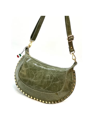 Florence Florence Schultertasche, Umhängetasche Leder grün ca. 32cm