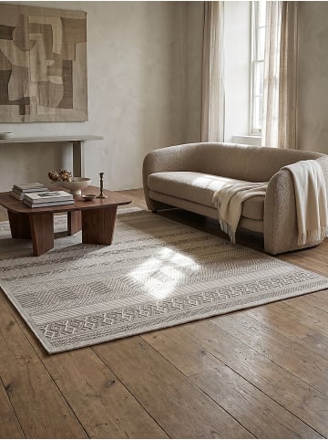 KADIMA DESIGN ESERA Flachwebteppich Beige 240x340 Streifen Polypropylen Wohnraum in Beige