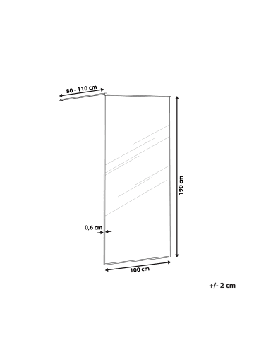 Beliani Duschwand WASPAM II in Schwarz/Transparent - (W) 100 x (H) 190 x (L) 100 cm
