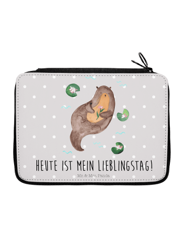 Mr. & Mrs. Panda Mäppchen Otter Seerose mit Spruch in Grau Pastell