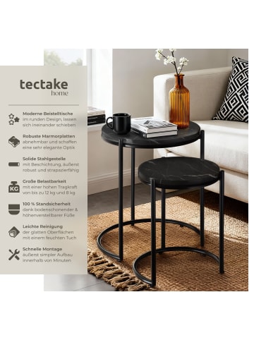 tectake Couchtisch Ellsa, hochwertige Platten in Marmoroptik mit Stahlgestell