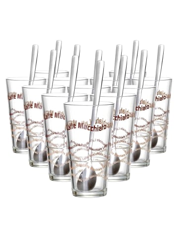 Ritzenhoff & Breker 12er Set Latte Macchiato Gläser + Löffel Sana in 370 ml in transparent