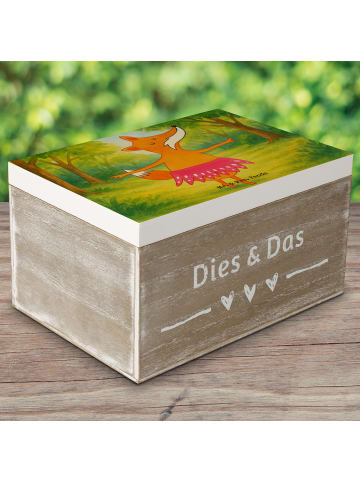 Mr. & Mrs. Panda Holzkiste Fuchs Ballerina Design ohne Spruch in Weiß