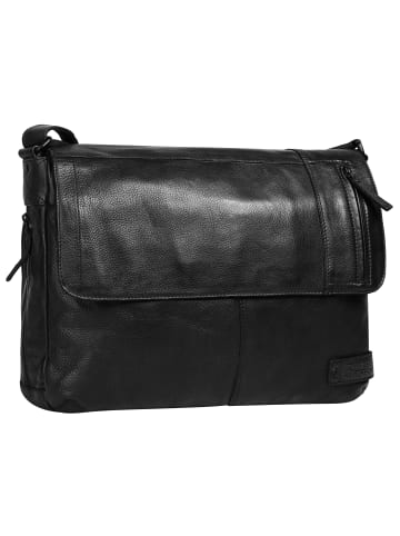 SPIKES & SPARROW Messenger echt Leder in schwarz