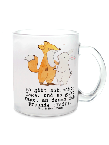 Mr. & Mrs. Panda Teetasse Glas Fuchs Hase Freunde treffen mit Sp... in Transparent