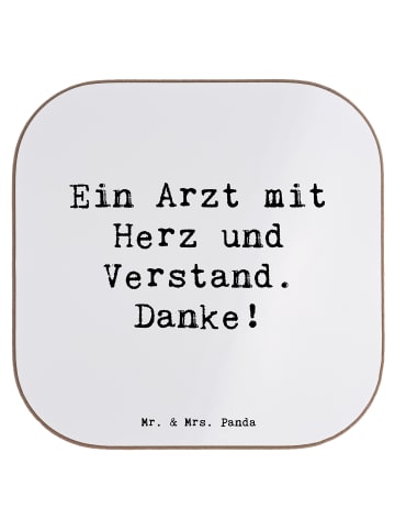 Mr. & Mrs. Panda Holzuntersetzer Spruch Arzt mit Herz mit Spruch in Weiß