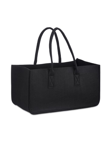 relaxdays 2x Kaminholztasche in Schwarz - (B)25 x (H)25 x (T)50 cm