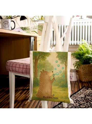 Mr. & Mrs. Panda Shopping Tasche Bär Seifenblasen Design ohne Sp... in Weiß