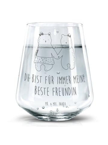 Mr. & Mrs. Panda Trinkglas Bär Freundin mit Spruch in Transparent